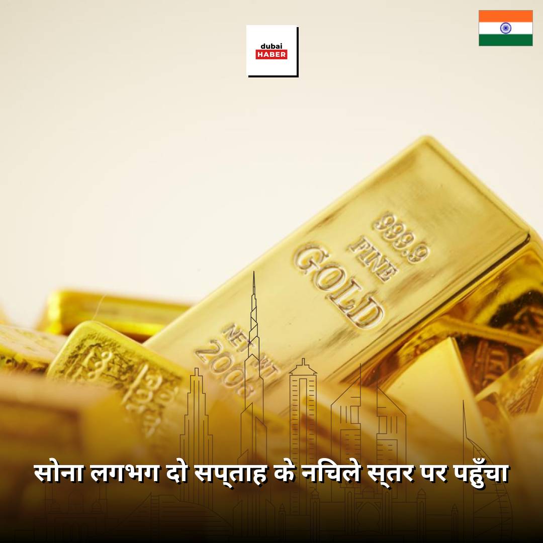 सोना लगभग दो सप्ताह के निचले स्तर पर पहुँचा
