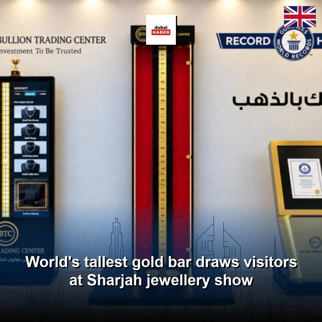 World's tallest gold bar draws visitors at Sharjah jewellery show