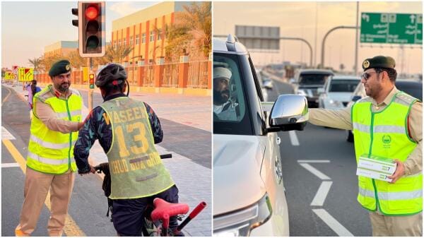 Dubai Polis Memurları, İftara Yetişemeyen Sürücüler İçin Işıklarda Yemek Dağıtıyor