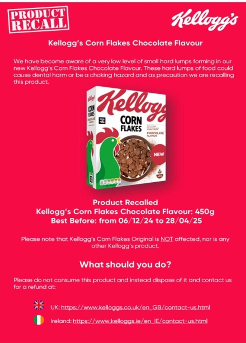 Kelloggs, Boğulma Korkuları Üzerine Çikolatalı Mısır Gevreğini Hatırlıyor
