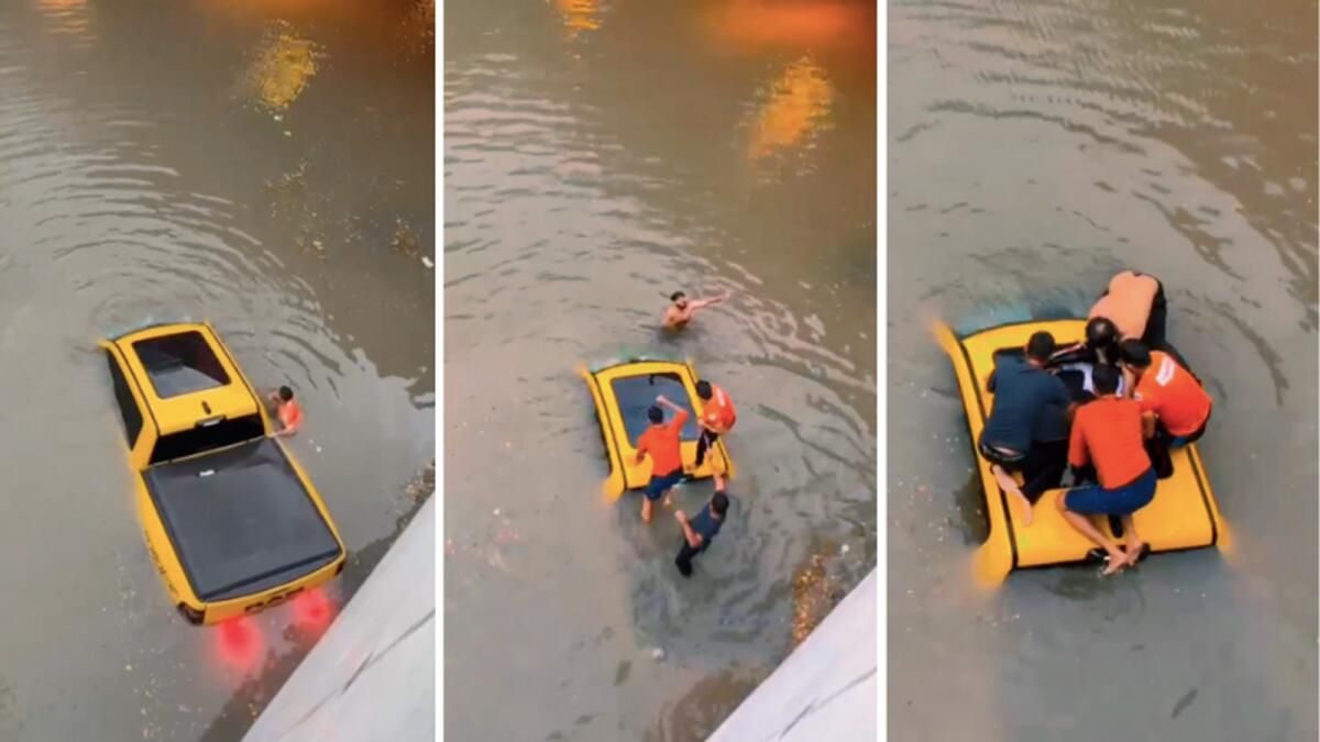 İzlemek: Dubaili Göçmen Dramatik Sel Kurtarmasında 5 Hayat Kurtardı Kameraya Yakalandı