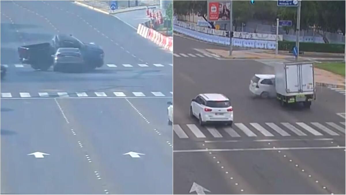 İzleyin: 2 BAE Sürücüsü Kırmızı Işıkta Atladıktan Sonra Korkunç Kazalara Neden Oldu