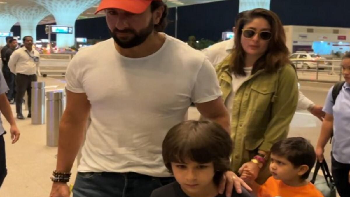 Benekli: Saif Ali Khan, Mumbai Havaalanında Kareena Kapoor Khan