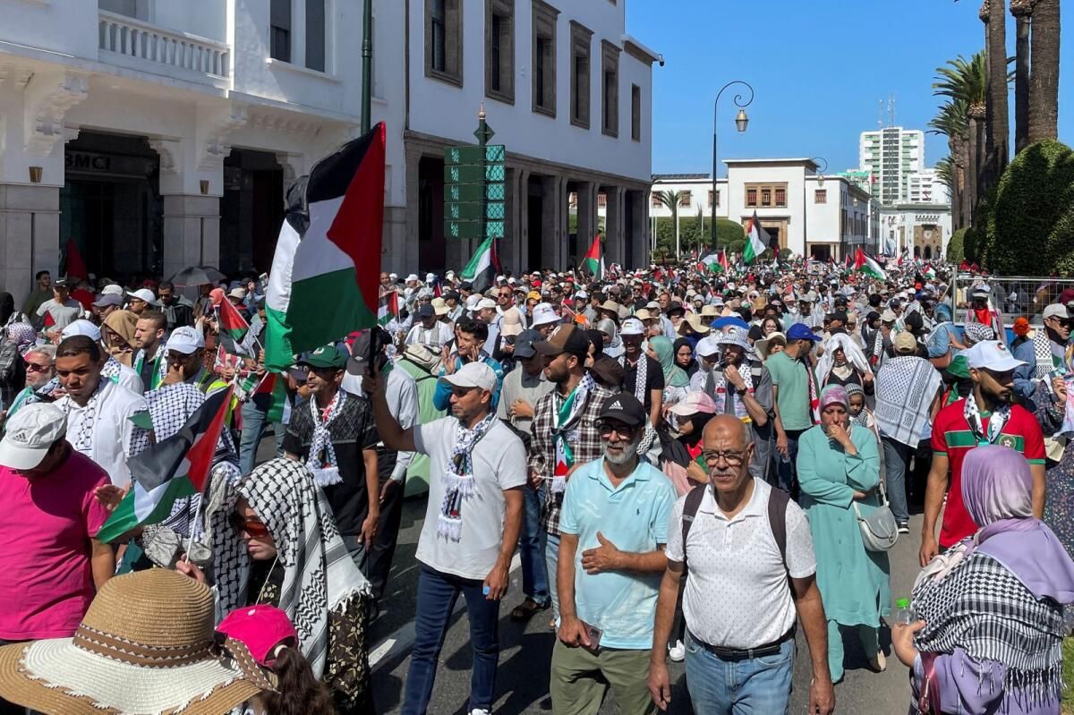 7 Ekim İsrail Saldırısının Yıldönümü Öncesinde Fas'ta On Binlerce Kişi Protesto Etti