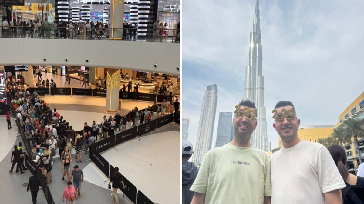 Yılbaşı Gecesi Canlı: Turistler Burç Halife Havai Fişeklerini Görmek için 15 Saat Erken Dubai Alışveriş Merkezi'ne Ulaşıyor