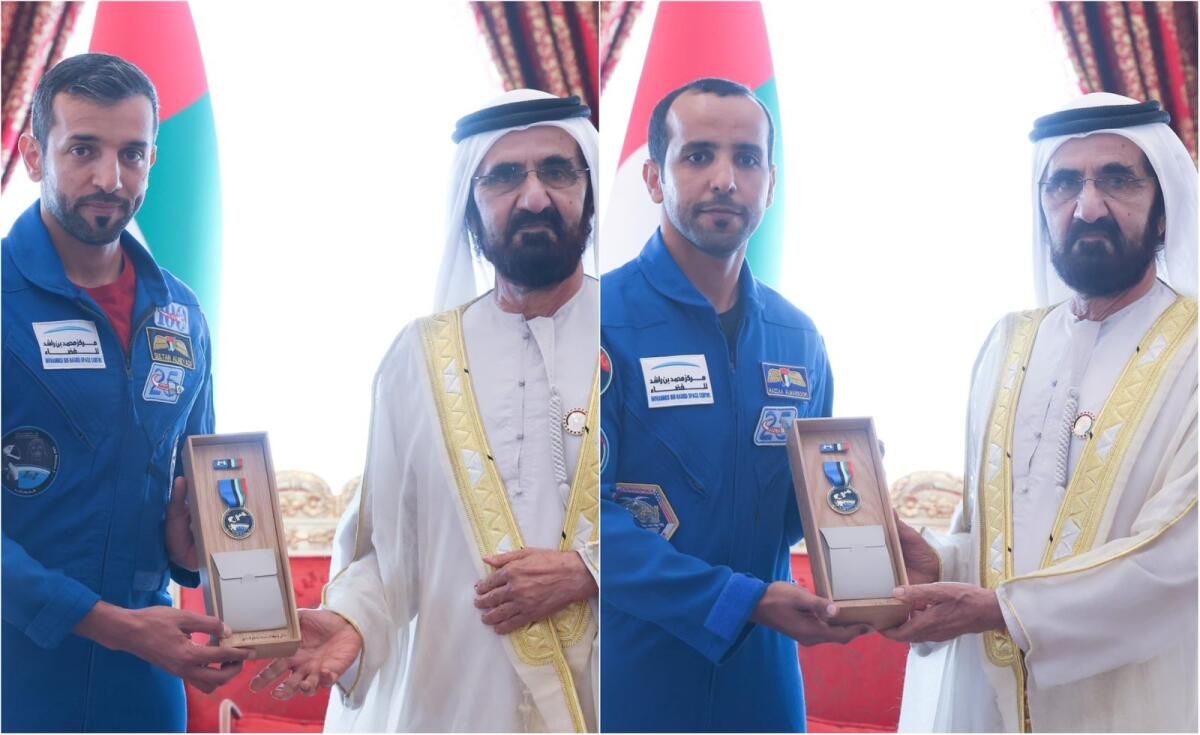'Ulusun Oğulları': Dubai Hükümdarı BAE Astronotları Sultan El Neyadi, Hazza El Mansouri'yi Ulusal Günde Ödüllendirdi