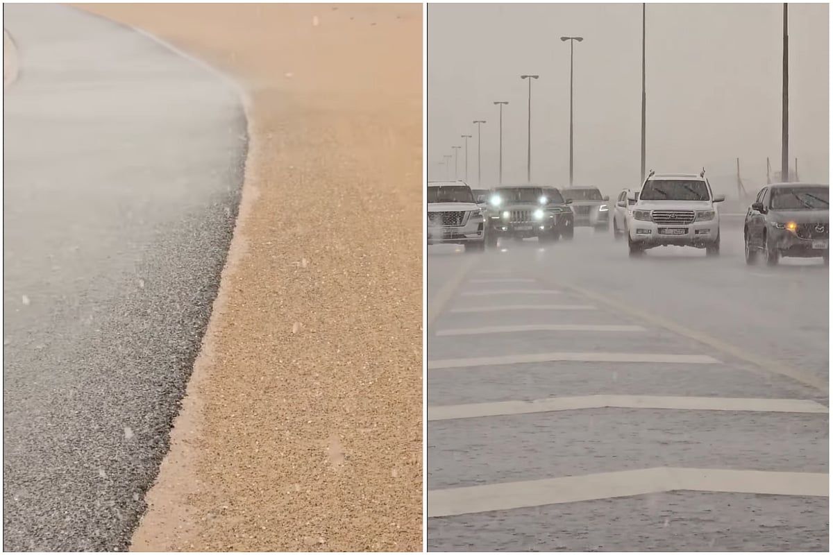 Bakın: Dubai, Bu Yaz ilk Dolu Yağışını Parçalı Yer Yer Şiddetli Fırtınayla Alıyor