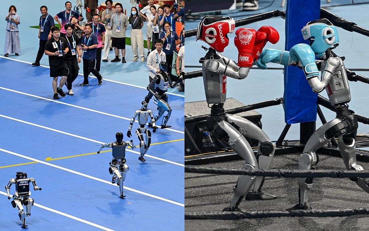 İzle: İnsansılar Futbol Oynuyor, Çin'deki Dünyanın ilk Robot Oyunlarında Boks Yapıyor