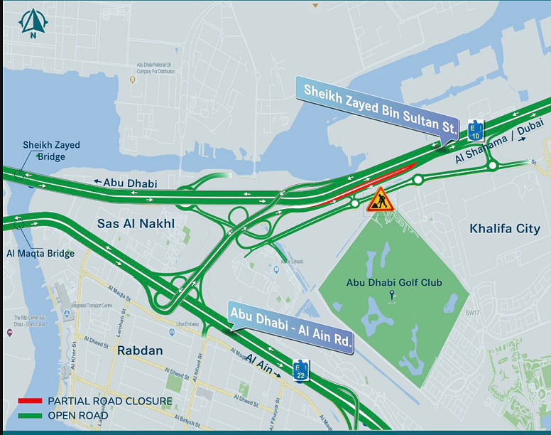 Abu Dabi: Şeyh Zayed Bin Sultan Caddesi'nde Kısmi Yol Kapanışı