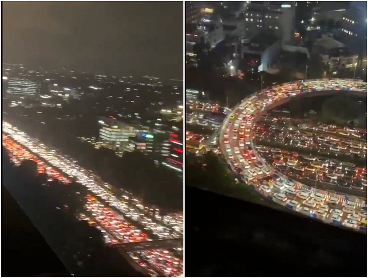 Hindistan'ın Gurugram kentinde 7 Km Uzunluğundaki Trafik Sıkışıklığında Binlerce Araç Sıkıştı